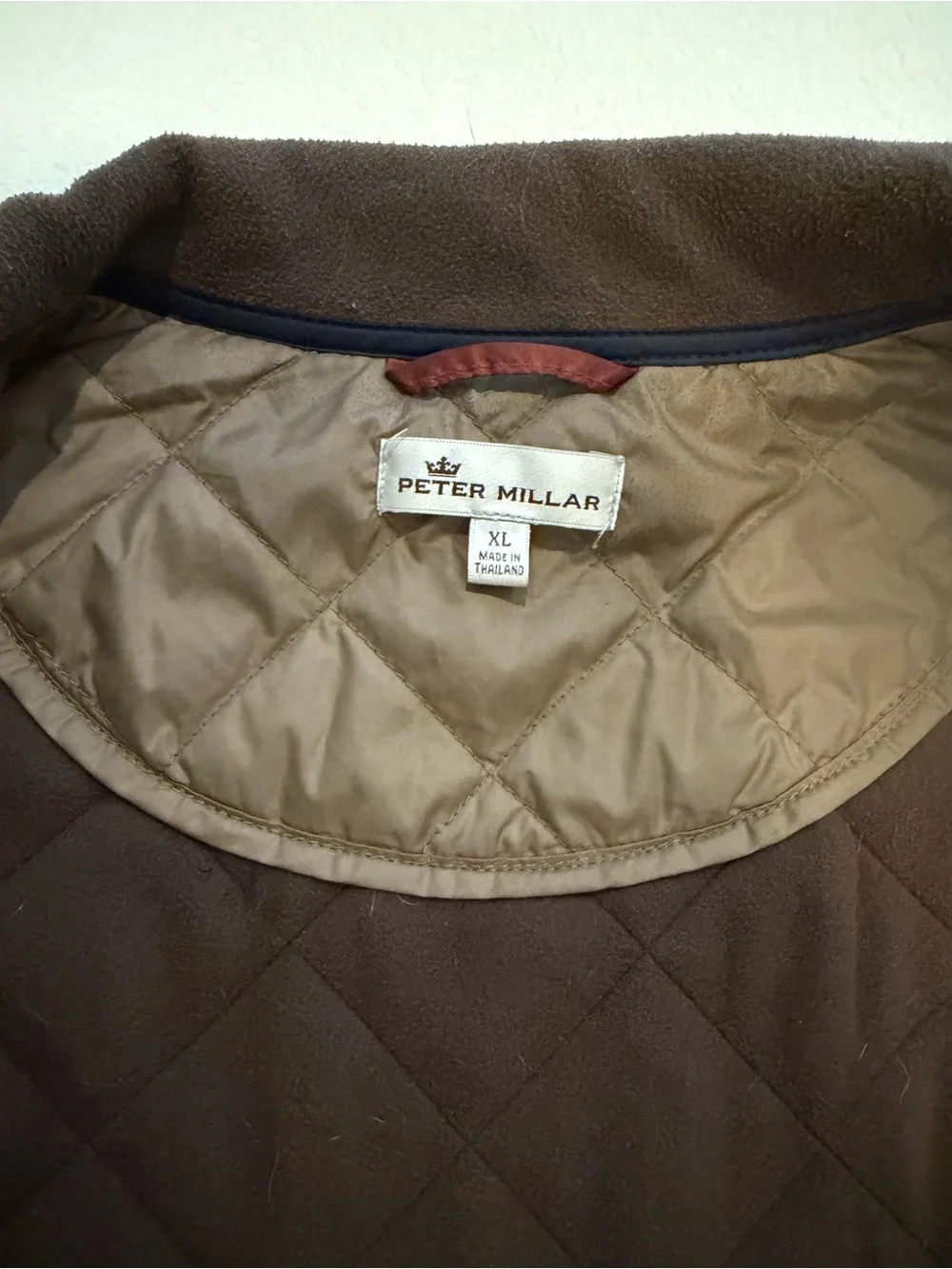 Peter Millar Navy Quilted Vest with Brown Trim XL